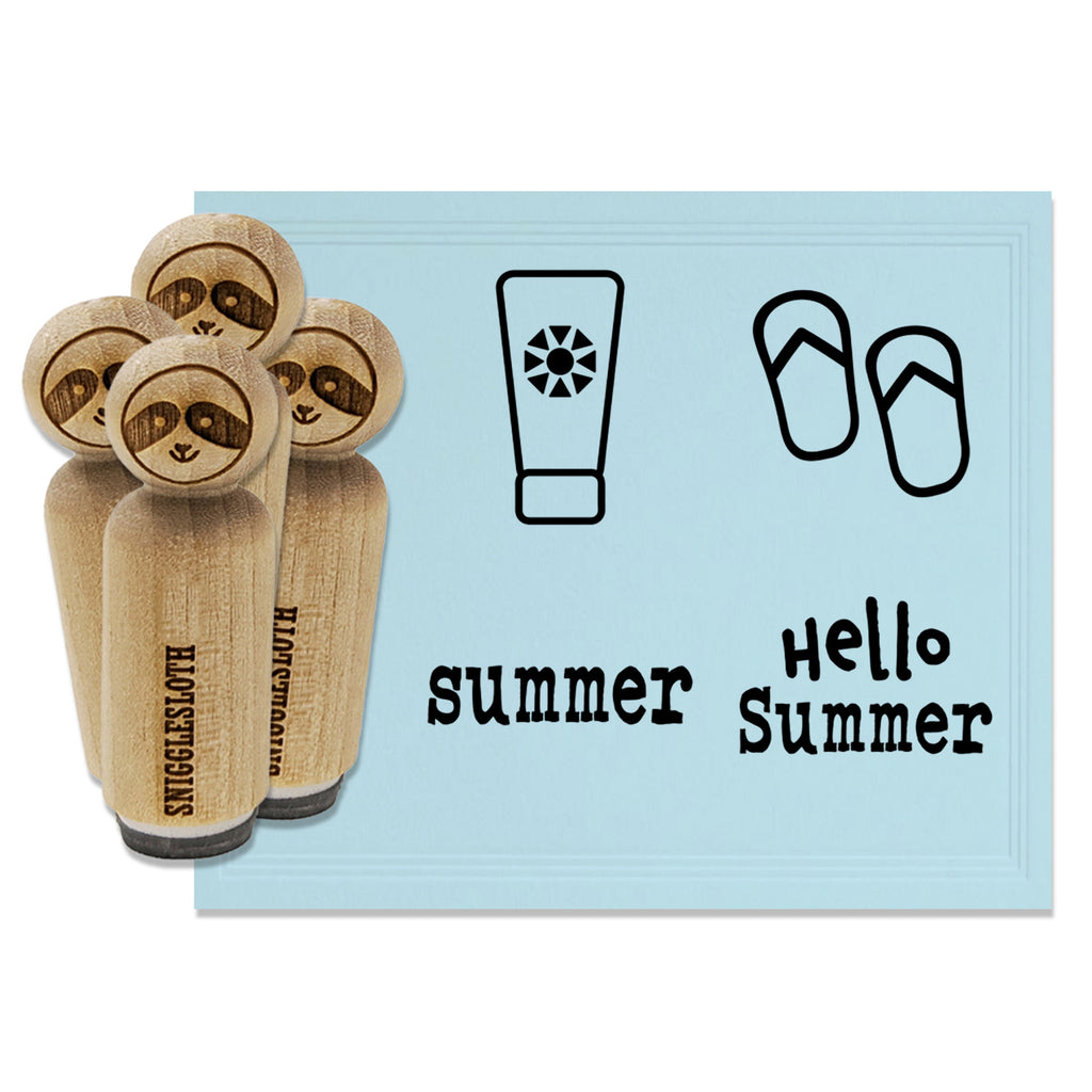 Summer Hello Fun Flip Flops Sunscreen Rubber Stamp Set for Stamping Crafting Planners
