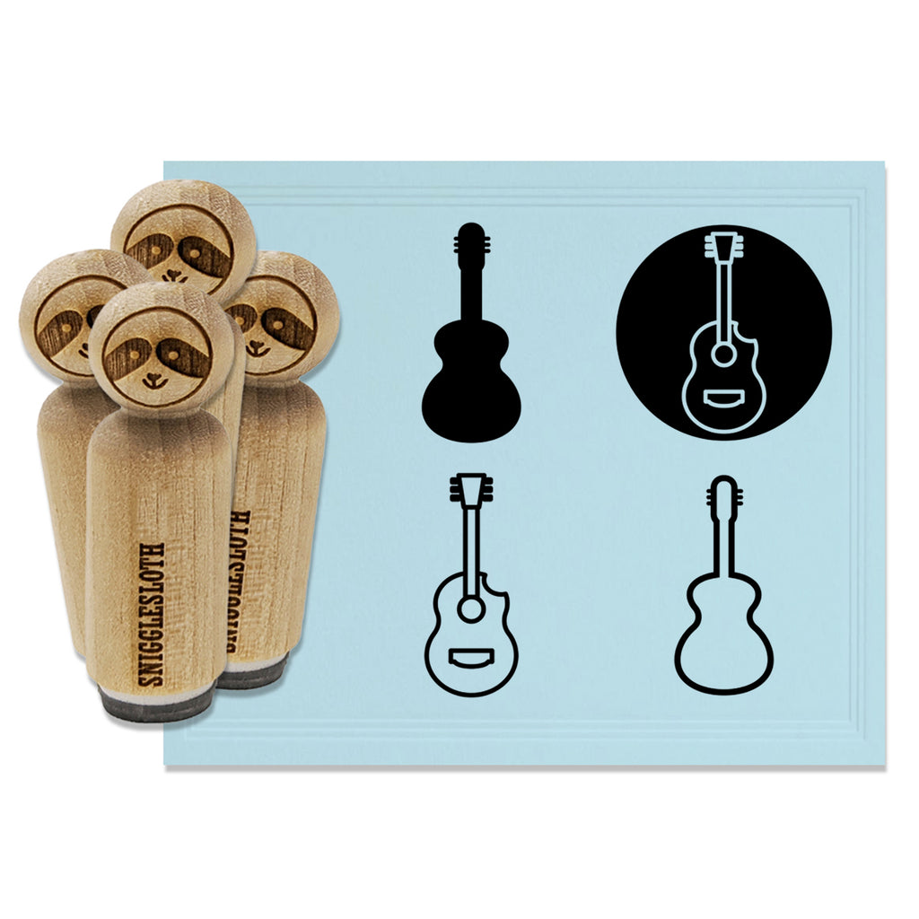 Guitar Outline Solid Circle Musical Instrument Rubber Stamp Set for Stamping Crafting Planners