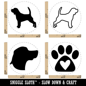 Beagle Dog Face Profile Paw Print Heart Love Rubber Stamp Set for Stamping Crafting Planners