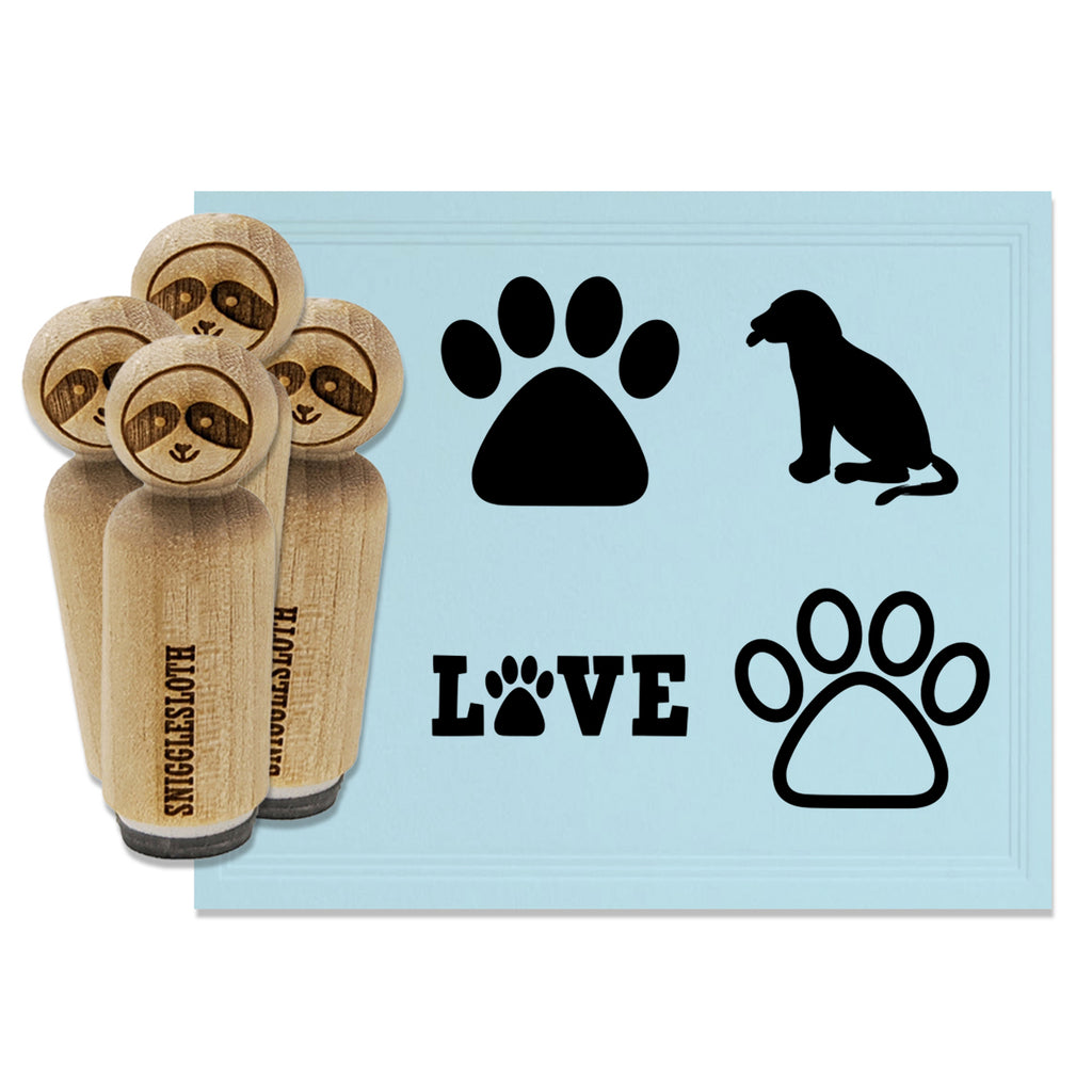 Puppy Dog Love Paw Prints Rubber Stamp Set for Stamping Crafting Planners