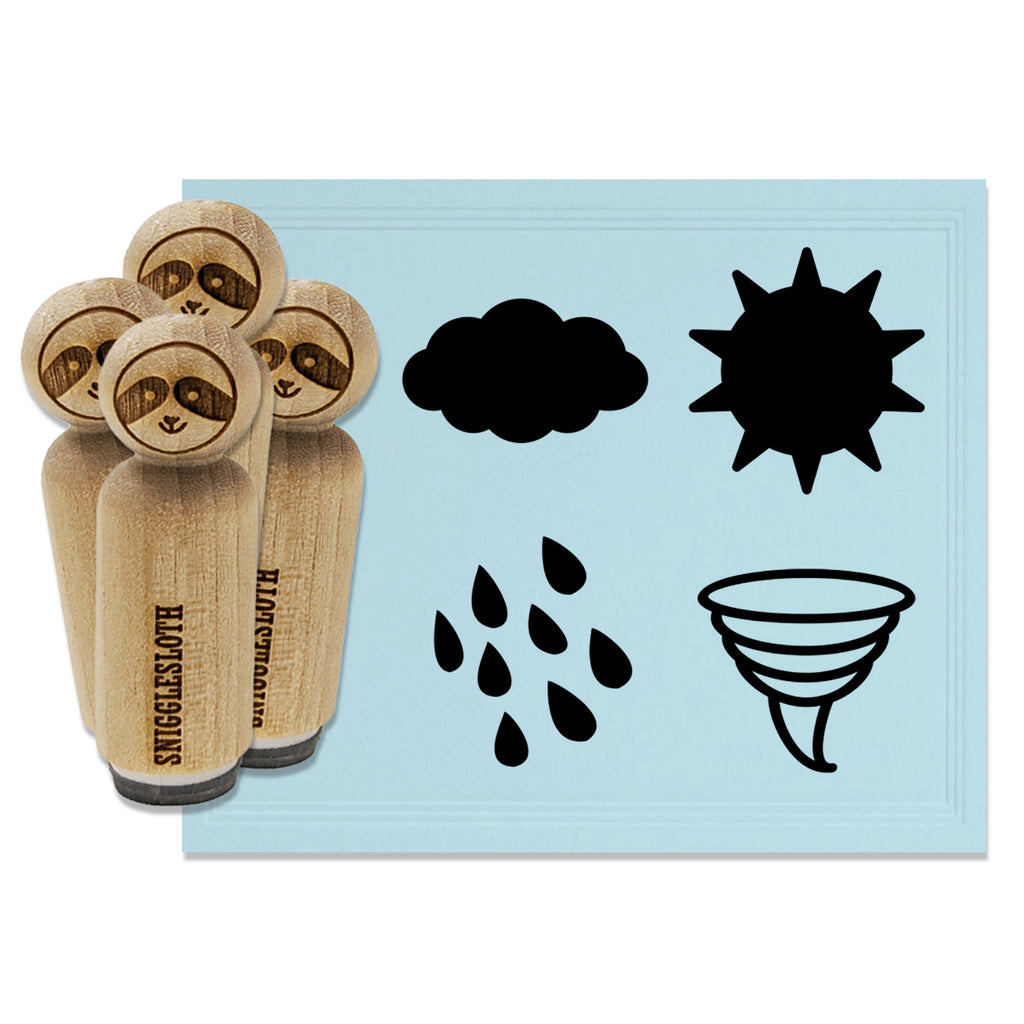 Weather Sun Cloud Tornado Rain Shower Rubber Stamp Set for Stamping Crafting Planners