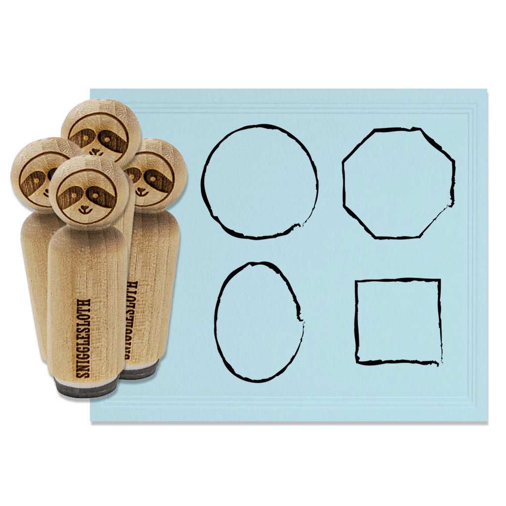 Sketchy Shapes Outlines Circle Square Oval Octagon Rubber Stamp Set for Stamping Crafting Planners