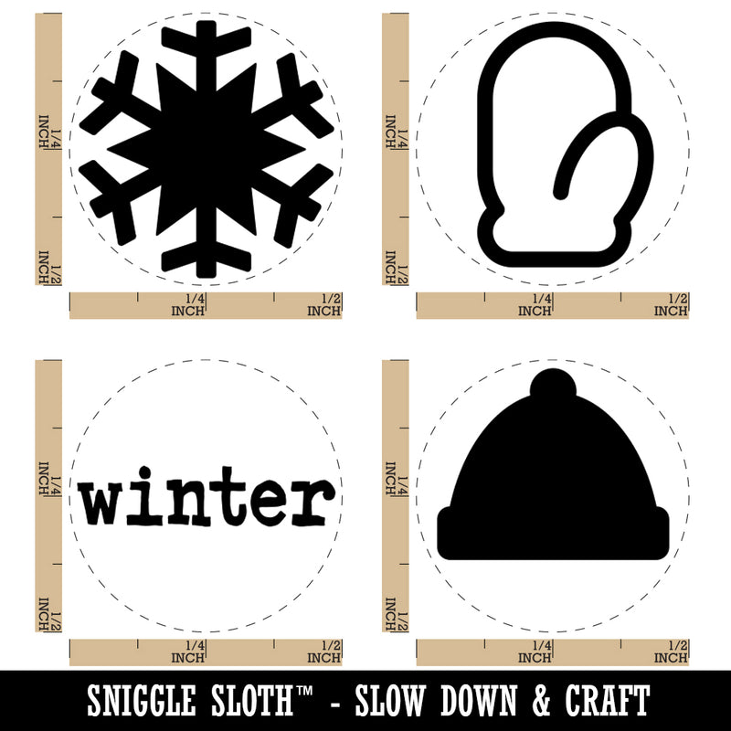 Winter Snow Day Mitten Hat Snowflake Rubber Stamp Set for Stamping Crafting Planners