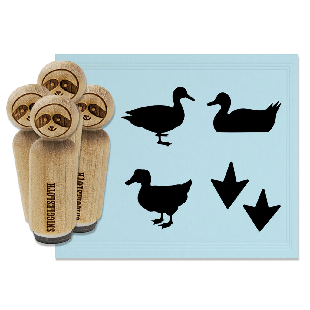 Duck Standing Swimming Tracks Footprints Rubber Stamp Set for Stamping Crafting Planners