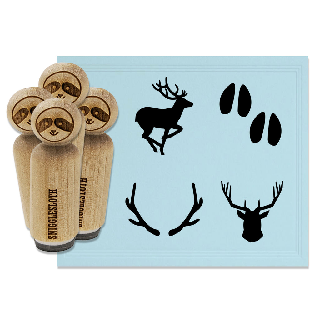 Deer Buck Stag Hunting Hunter Antlers Tracks Rubber Stamp Set for Stamping Crafting Planners