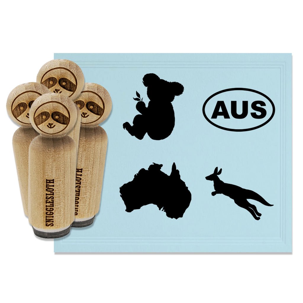 Australia AUS Country Koala Kangaroo Rubber Stamp Set for Stamping Crafting Planners