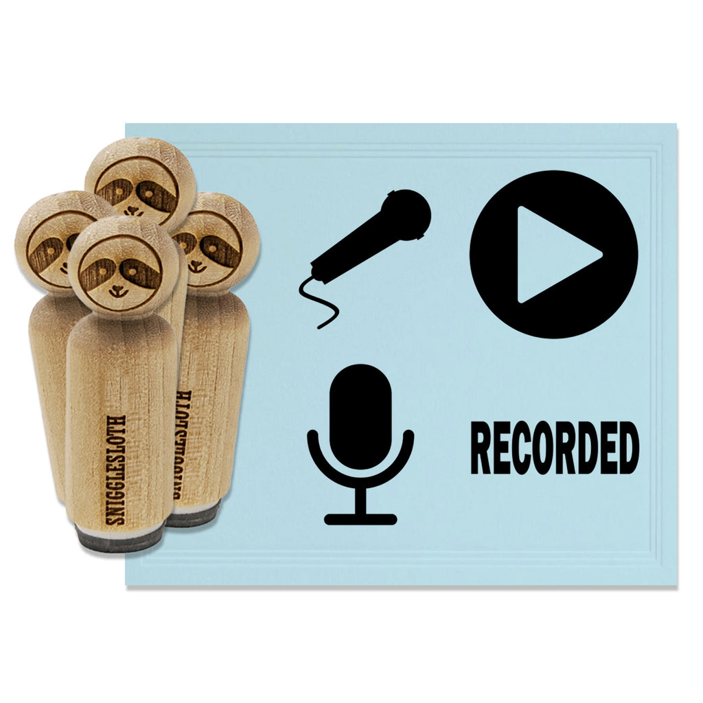 Microphone Recording Podcast Music Recorded Play Button Rubber Stamp Set for Stamping Crafting Planners