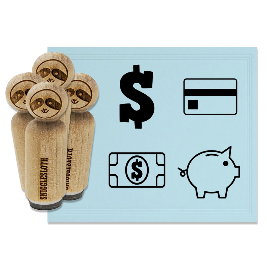 Save Budget Money Finances Piggy Bank Credit Card Dollar Rubber Stamp Set for Stamping Crafting Planners