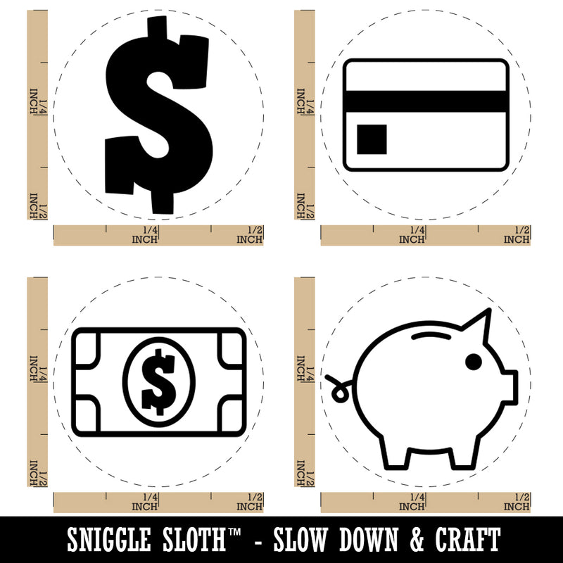 Save Budget Money Finances Piggy Bank Credit Card Dollar Rubber Stamp Set for Stamping Crafting Planners