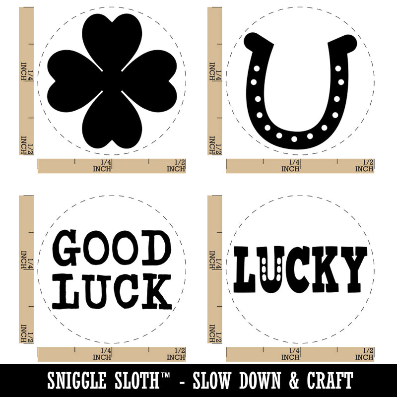Lucky Good Luck Four Leaf Clover Horseshoe Rubber Stamp Set for Stamping Crafting Planners