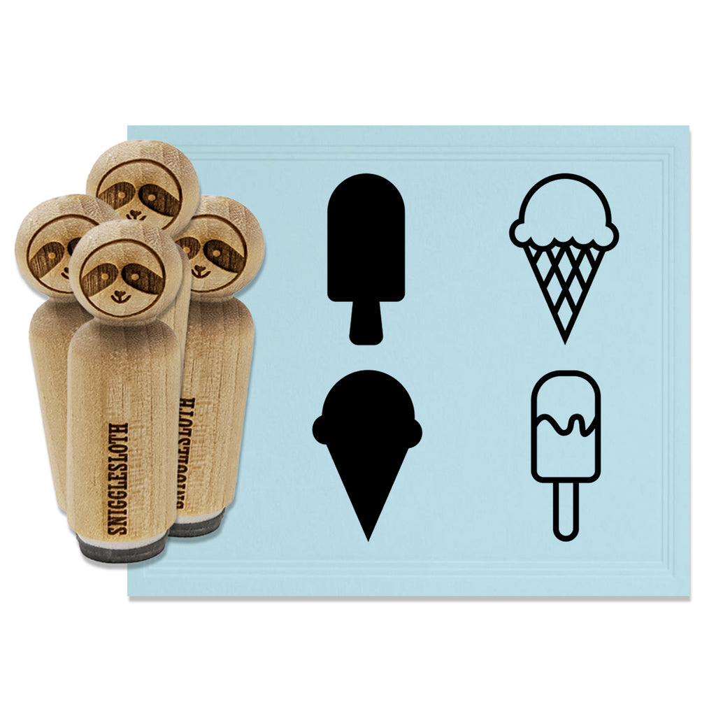 Frozen Treats Ice Cream Cone Popsicle Rubber Stamp Set for Stamping Crafting Planners