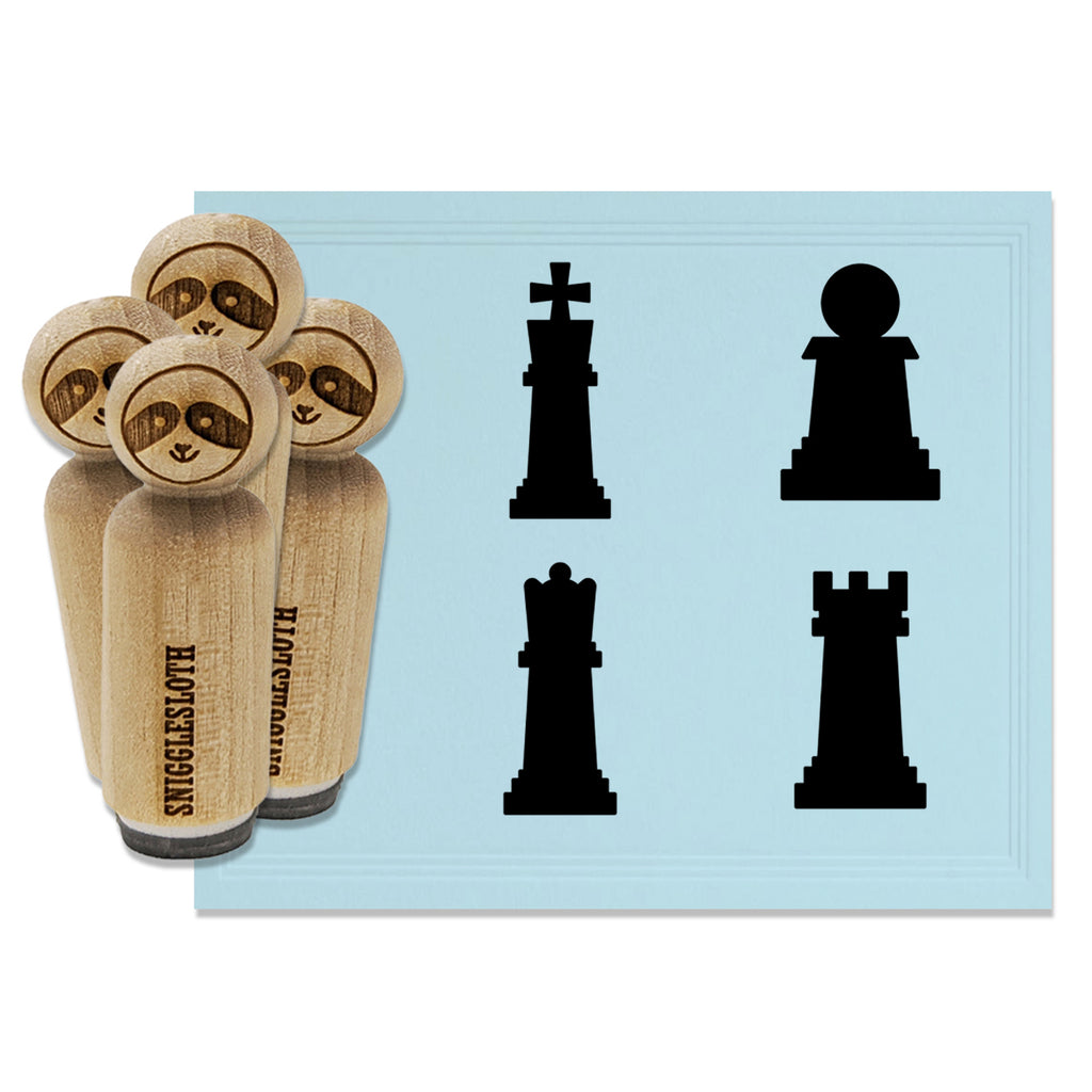 Chess Set Pieces Pawn Rook Queen King Rubber Stamp Set for Stamping Crafting Planners