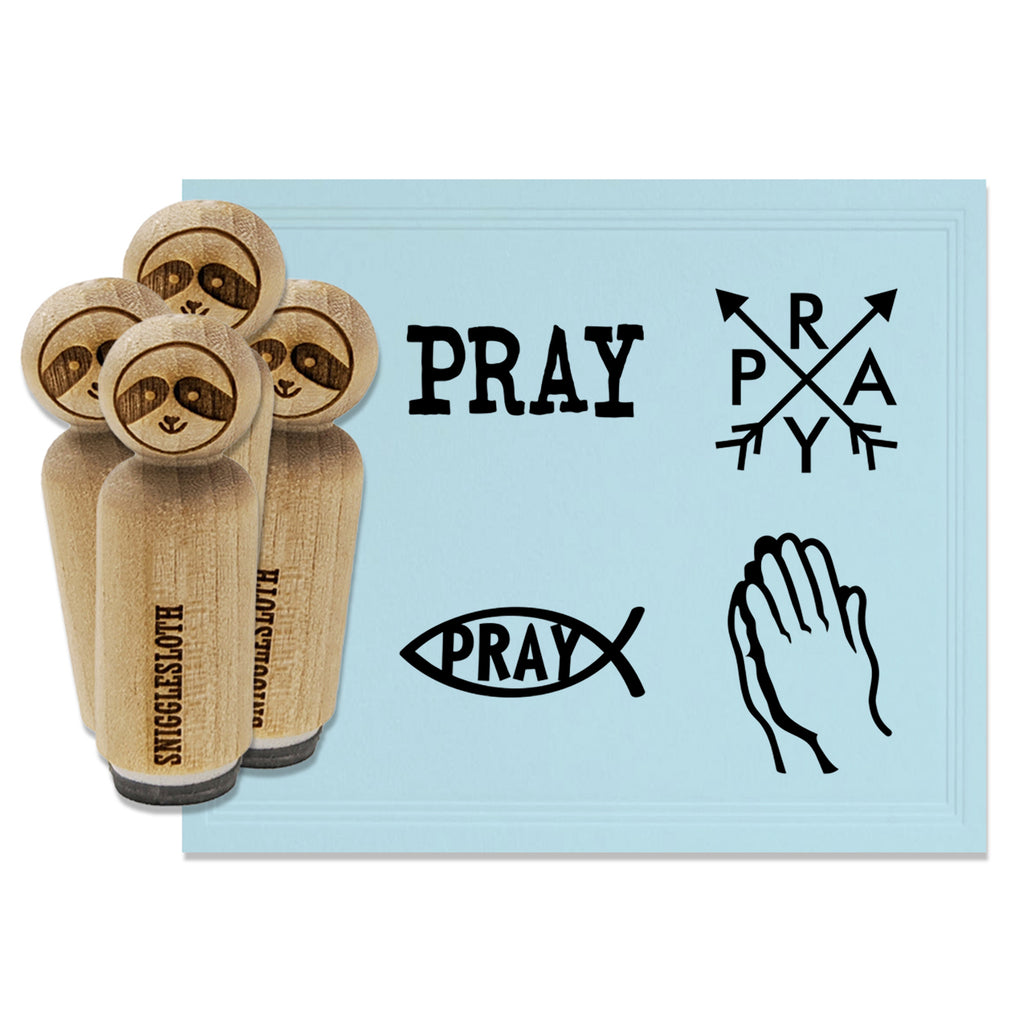 Pray Ichthys Fish Hands Text Rubber Stamp Set for Stamping Crafting Planners