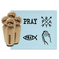 Pray Ichthys Fish Hands Text Rubber Stamp Set for Stamping Crafting Planners