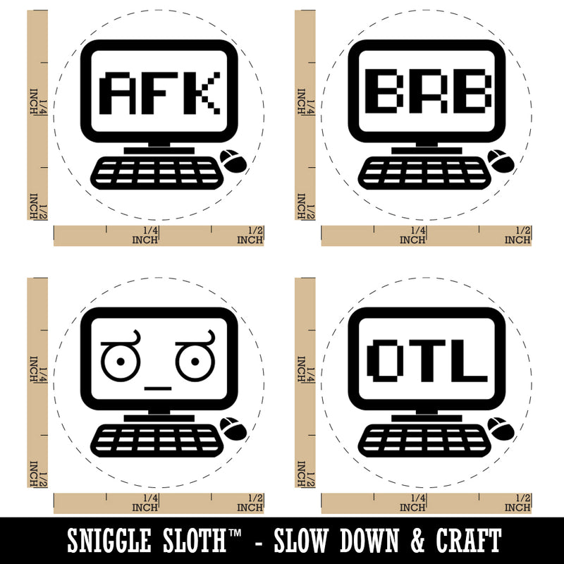 Computer Face BRB AFK OTL Rubber Stamp Set for Stamping Crafting Planners