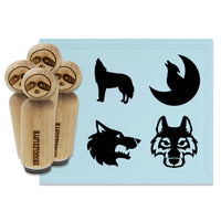 Wolf Head Profile Howling Moon Rubber Stamp Set for Stamping Crafting Planners