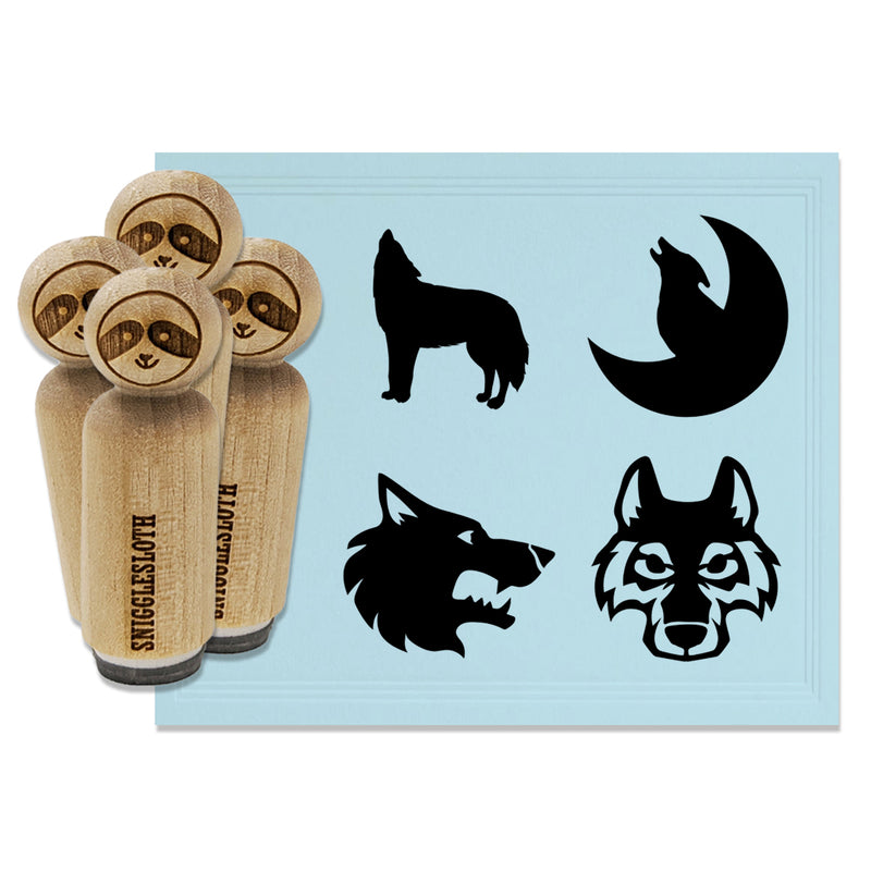 Wolf Head Profile Howling Moon Rubber Stamp Set for Stamping Crafting Planners