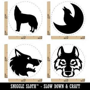 Wolf Head Profile Howling Moon Rubber Stamp Set for Stamping Crafting Planners