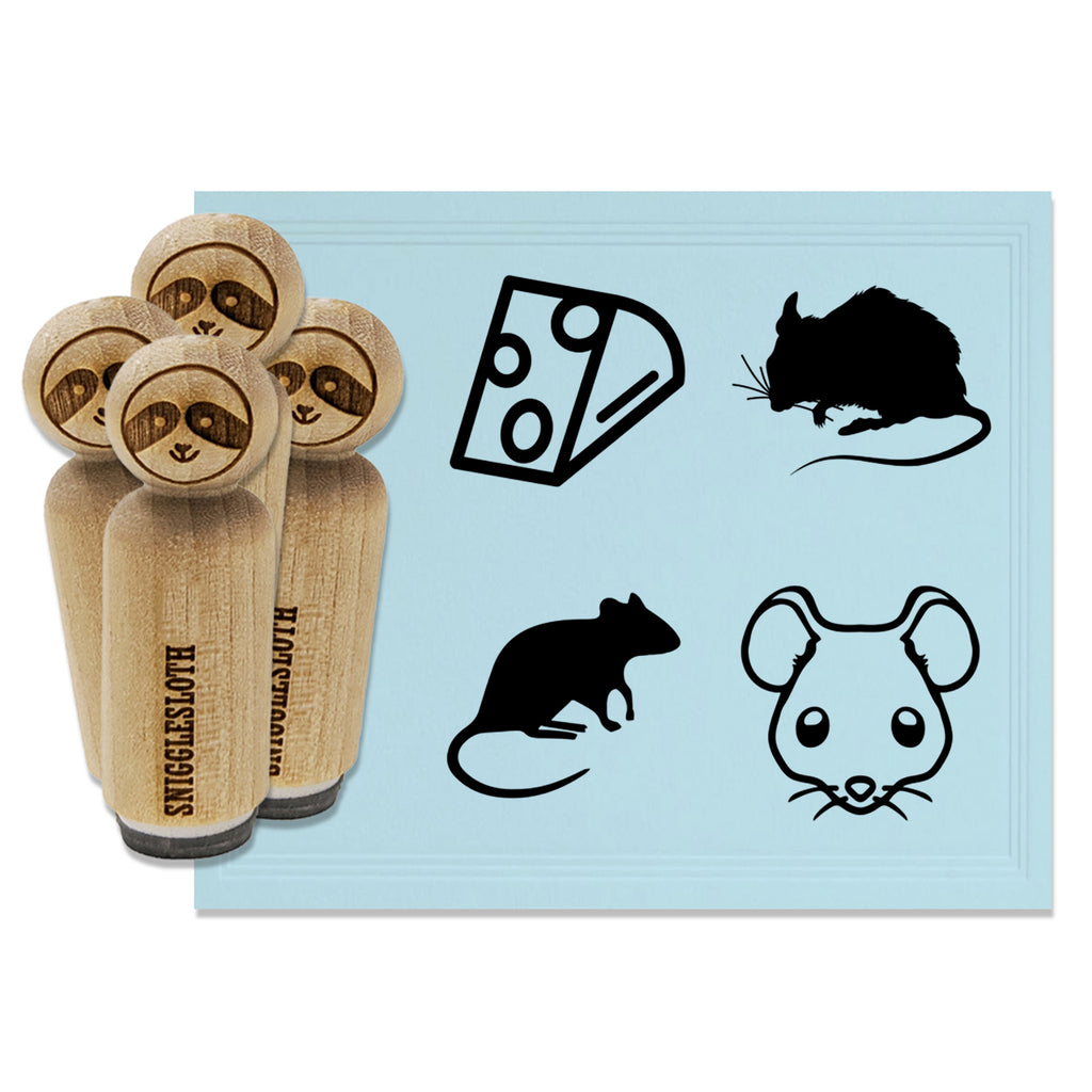 Mouse Solid Face Wedge of Cheese Rubber Stamp Set for Stamping Crafting Planners
