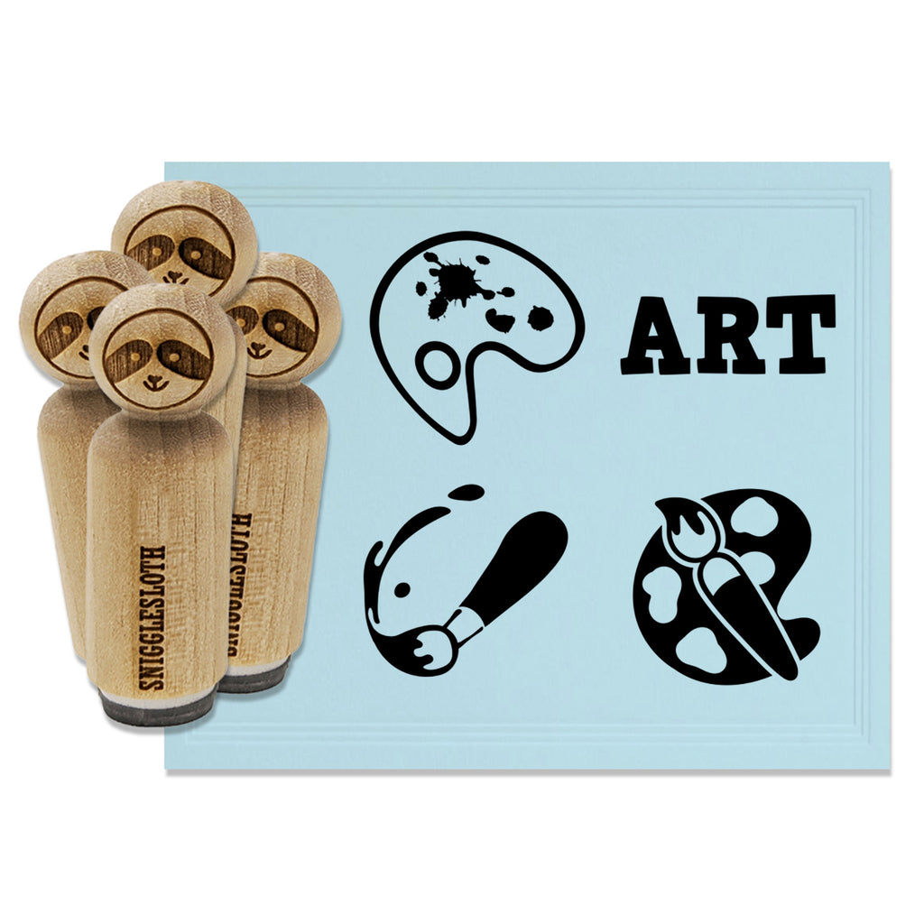 Art Painting Text Palette Brush Paintbrush Rubber Stamp Set for Stamping Crafting Planners