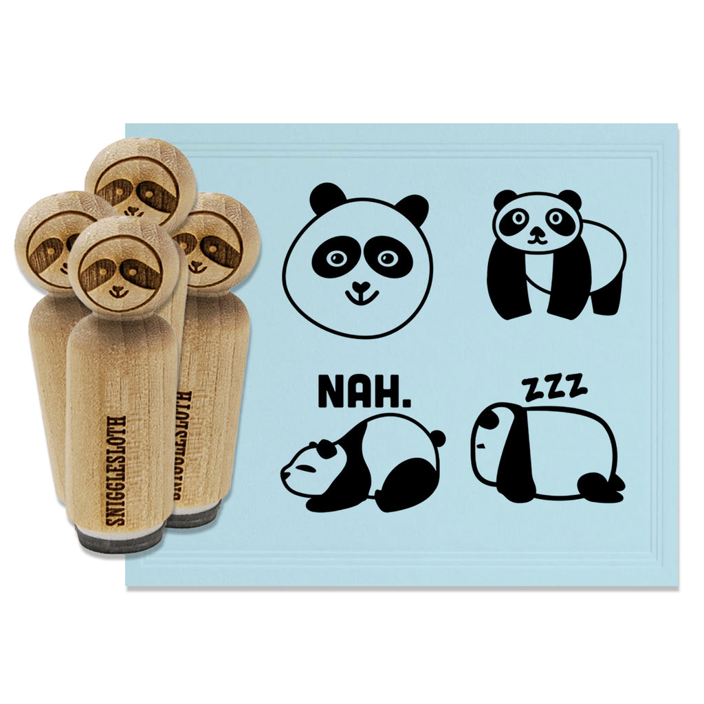 Panda Happy Walking Tired Cute Lazy Rubber Stamp Set for Stamping Crafting Planners