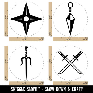 Ninja Weapons Katana Swords Star Sai Kunai Rubber Stamp Set for Stamping Crafting Planners