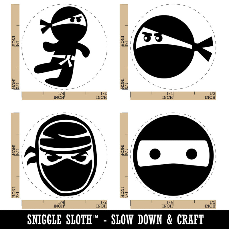 Ninja Face Funny Fighting Masked Emoticon Rubber Stamp Set for Stamping Crafting Planners