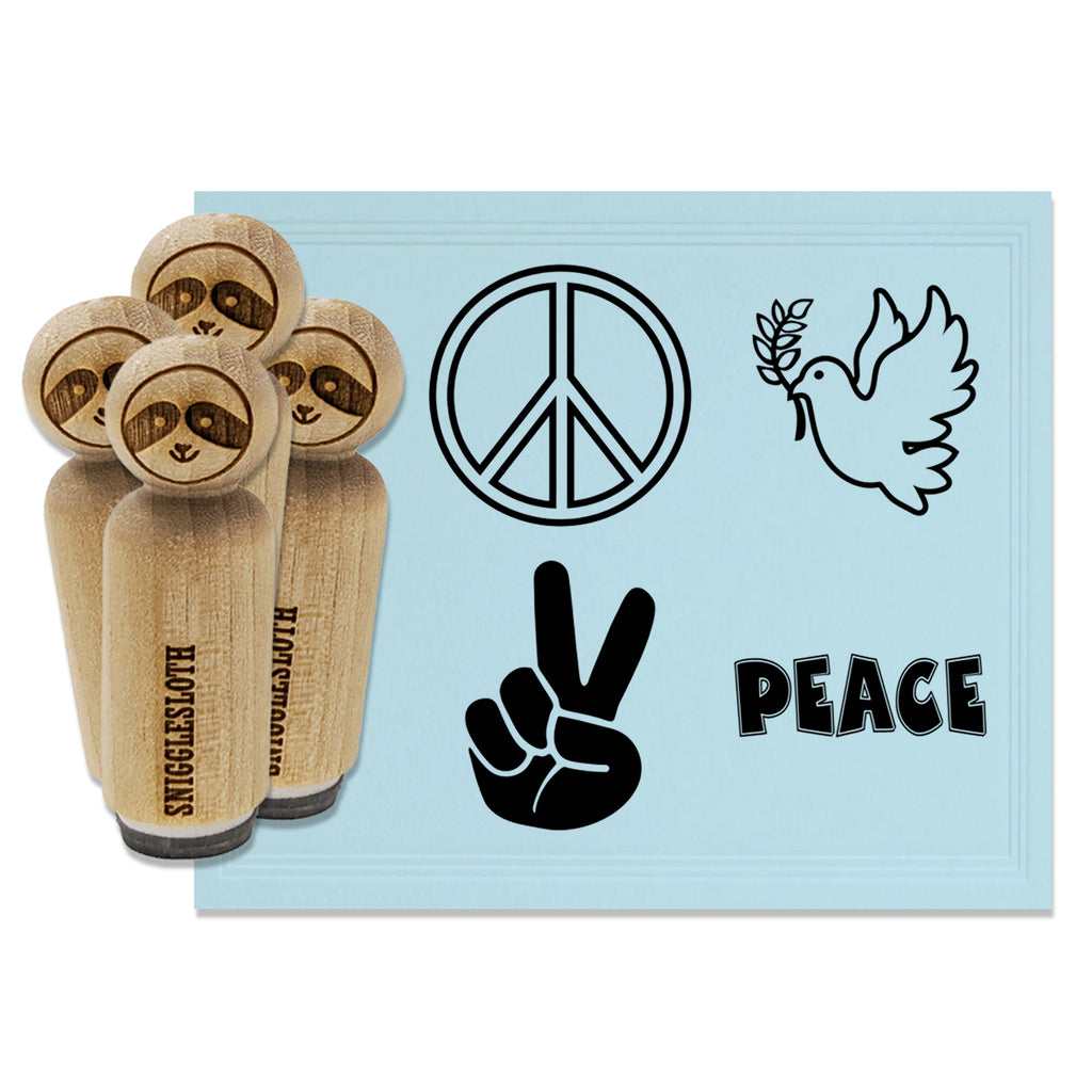 Peace Symbols Sign Text Hand Dove Olive Branch Rubber Stamp Set for Stamping Crafting Planners