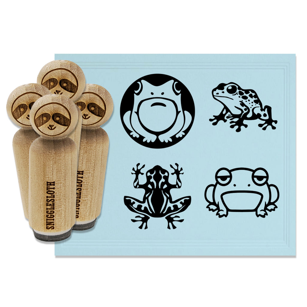Frog Poison Tribal Grumpy Cute Sitting Rubber Stamp Set for Stamping Crafting Planners