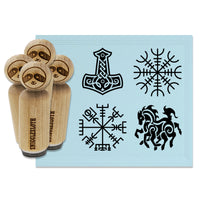 Norse Viking Symbols Protection Awe Mjolnir Hammer Horse Rubber Stamp Set for Stamping Crafting Planners