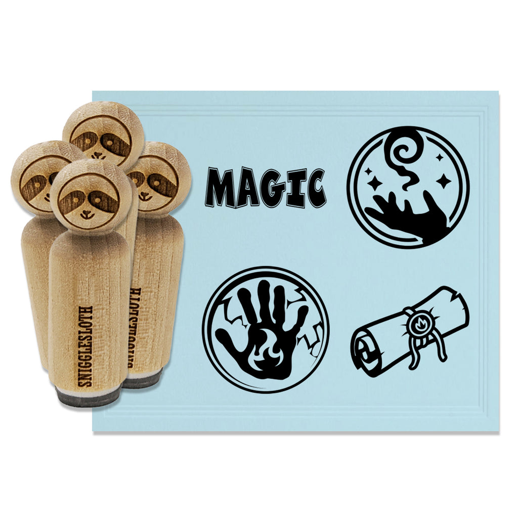 Magic Spells Scroll Sorcerer Mage Wizard Rubber Stamp Set for Stamping Crafting Planners