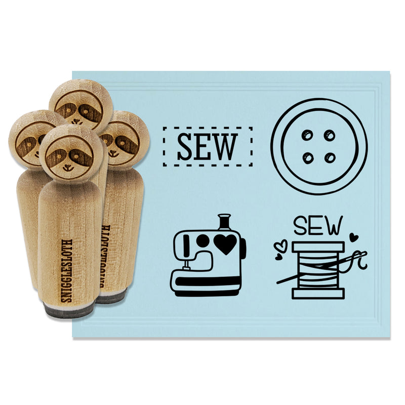 Sewing Sew Spool of Thread Machine Heart Button Rubber Stamp Set for Stamping Crafting Planners