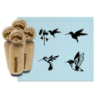 Hummingbird Sketch Silhouette Flight Flower Rubber Stamp Set for Stamping Crafting Planners