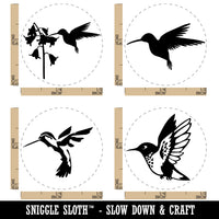 Hummingbird Sketch Silhouette Flight Flower Rubber Stamp Set for Stamping Crafting Planners