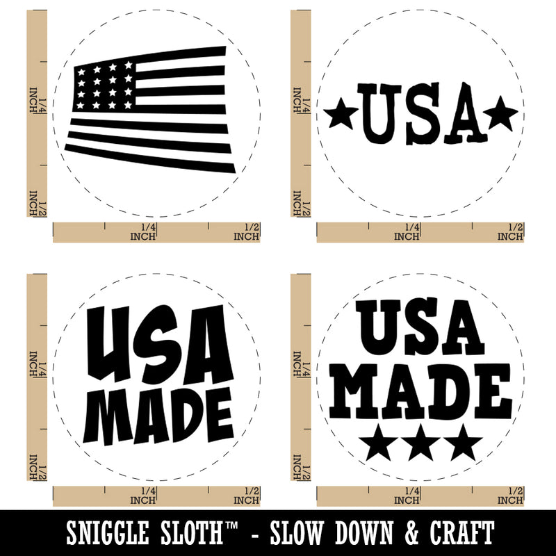 USA Made in United States American Flag Rubber Stamp Set for Stamping Crafting Planners