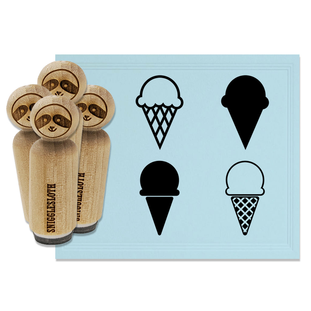 Ice Cream Cone Collection Rubber Stamp Set for Stamping Crafting Planners