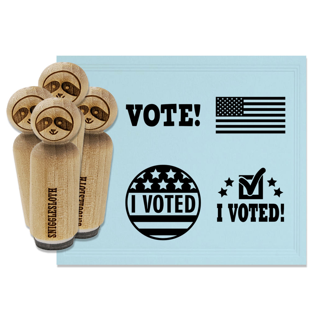 I Voted Election Patriotic USA Flag Rubber Stamp Set for Stamping Crafting Planners