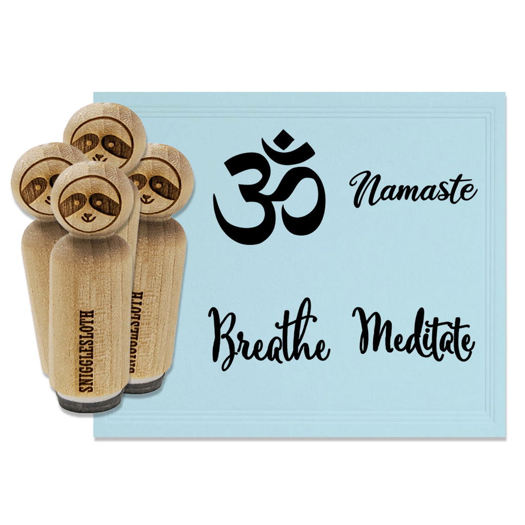 Yoga Namaste Meditate Breathe Om Aum Symbol Rubber Stamp Set for Stamping Crafting Planners