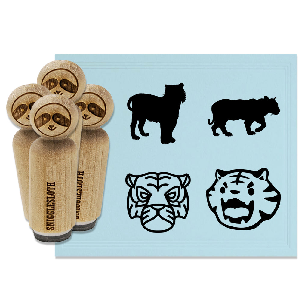 Tiger Cute Fierce Head Walking Standing Rubber Stamp Set for Stamping Crafting Planners
