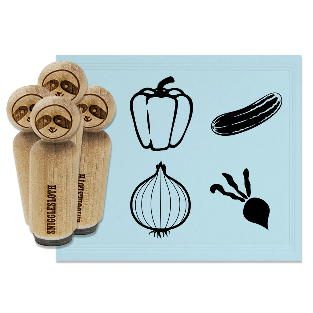 Vegetable Labels Radish Onion Cucumber Bell Pepper Rubber Stamp Set for Stamping Crafting Planners