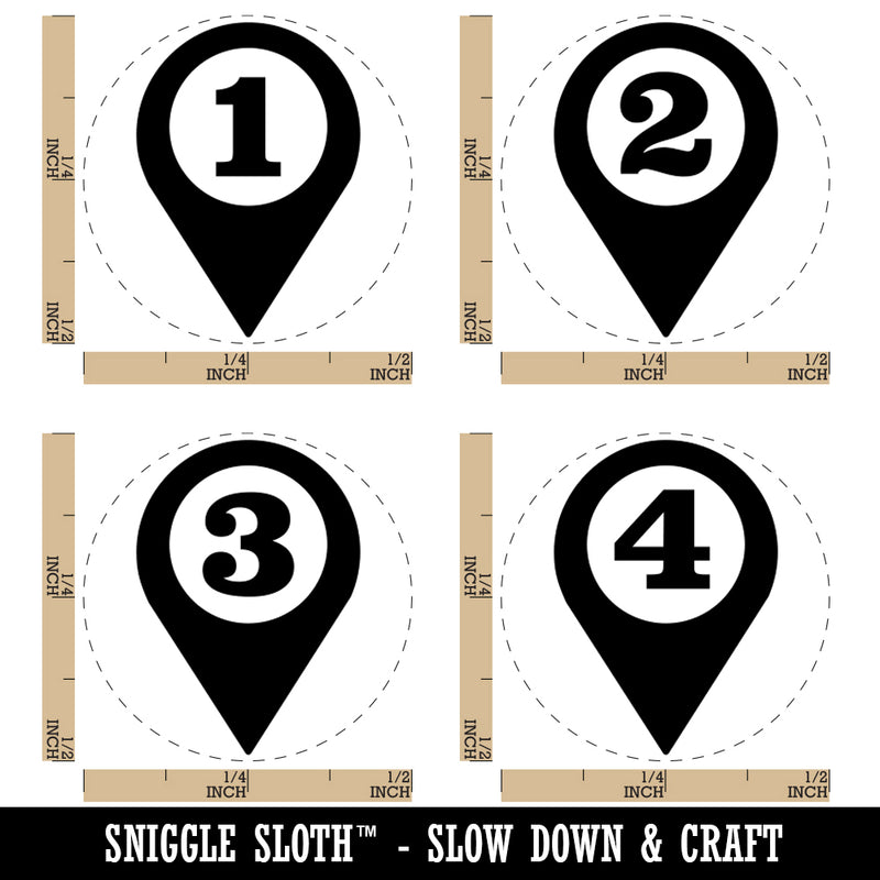 Map Location Markers 1 2 3 4 One Two Three Four Rubber Stamp Set for Stamping Crafting Planners