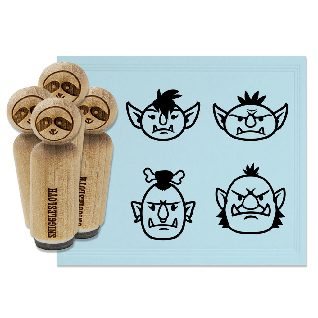 Orc and Goblin Gaming Character Faces Male Female Rubber Stamp Set for Stamping Crafting Planners