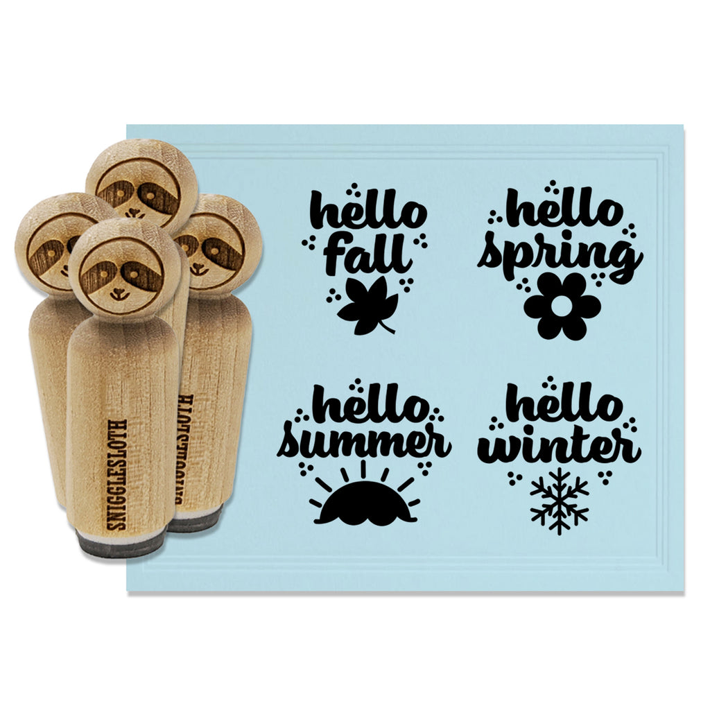 Hello Seasons Spring Summer Fall Winter Rubber Stamp Set for Stamping Crafting Planners