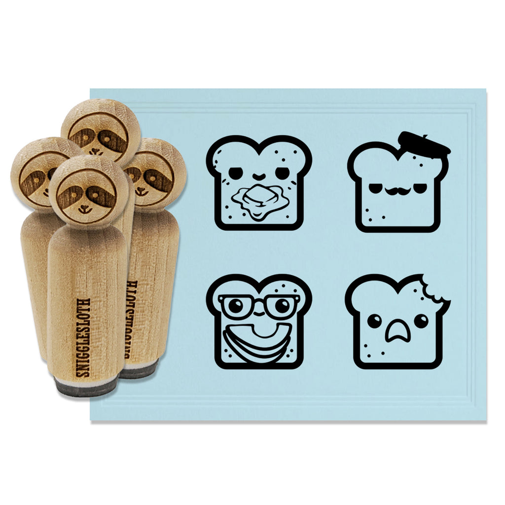 Kawaii Toast French Buttered Shocked Hipster Avocado Rubber Stamp Set for Stamping Crafting Planners