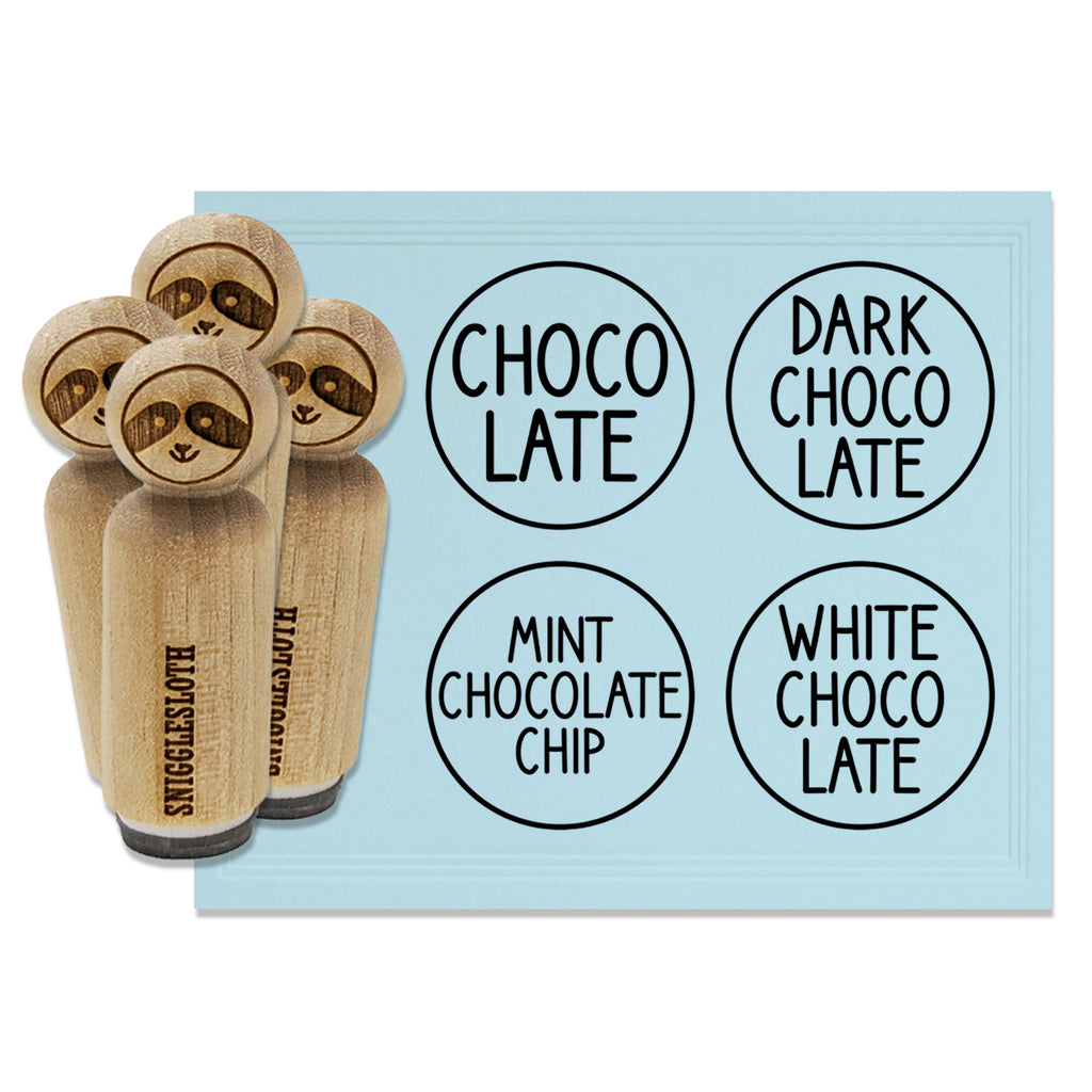 Flavor Scent Labels Chocolate Dark White Mint Rubber Stamp Set for Stamping Crafting Planners