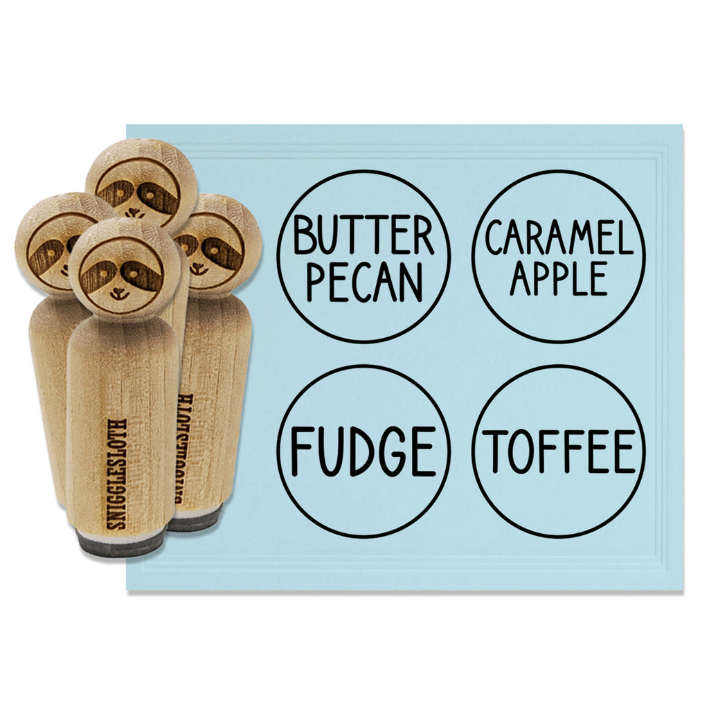 Flavor Scent Labels Fudge Toffee Butter Pecan Caramel Apple Rubber Stamp Set for Stamping Crafting Planners