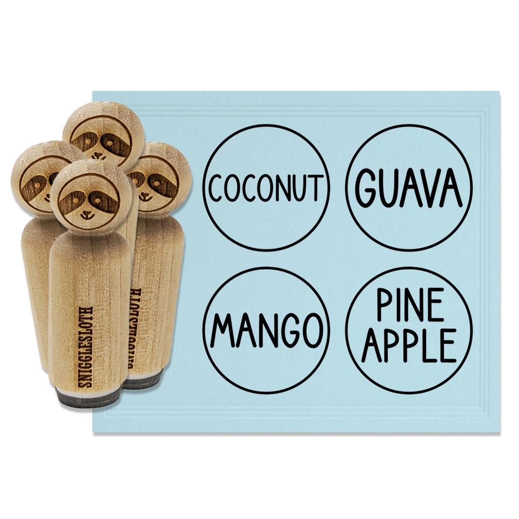 Flavor Scent Labels Guava Pineapple Coconut Mango Rubber Stamp Set for Stamping Crafting Planners