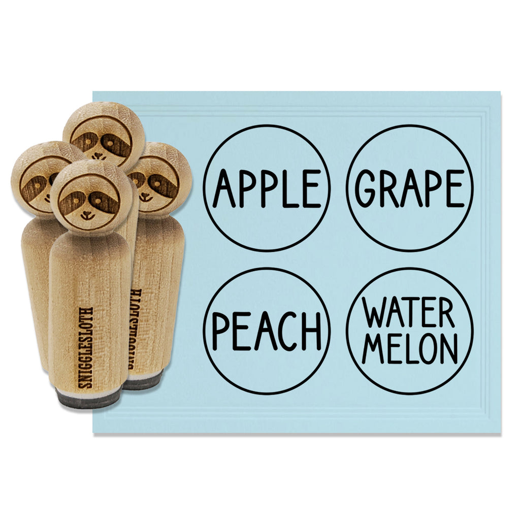 Flavor Scent Labels Grape Apple Peach Watermelon Rubber Stamp Set for Stamping Crafting Planners
