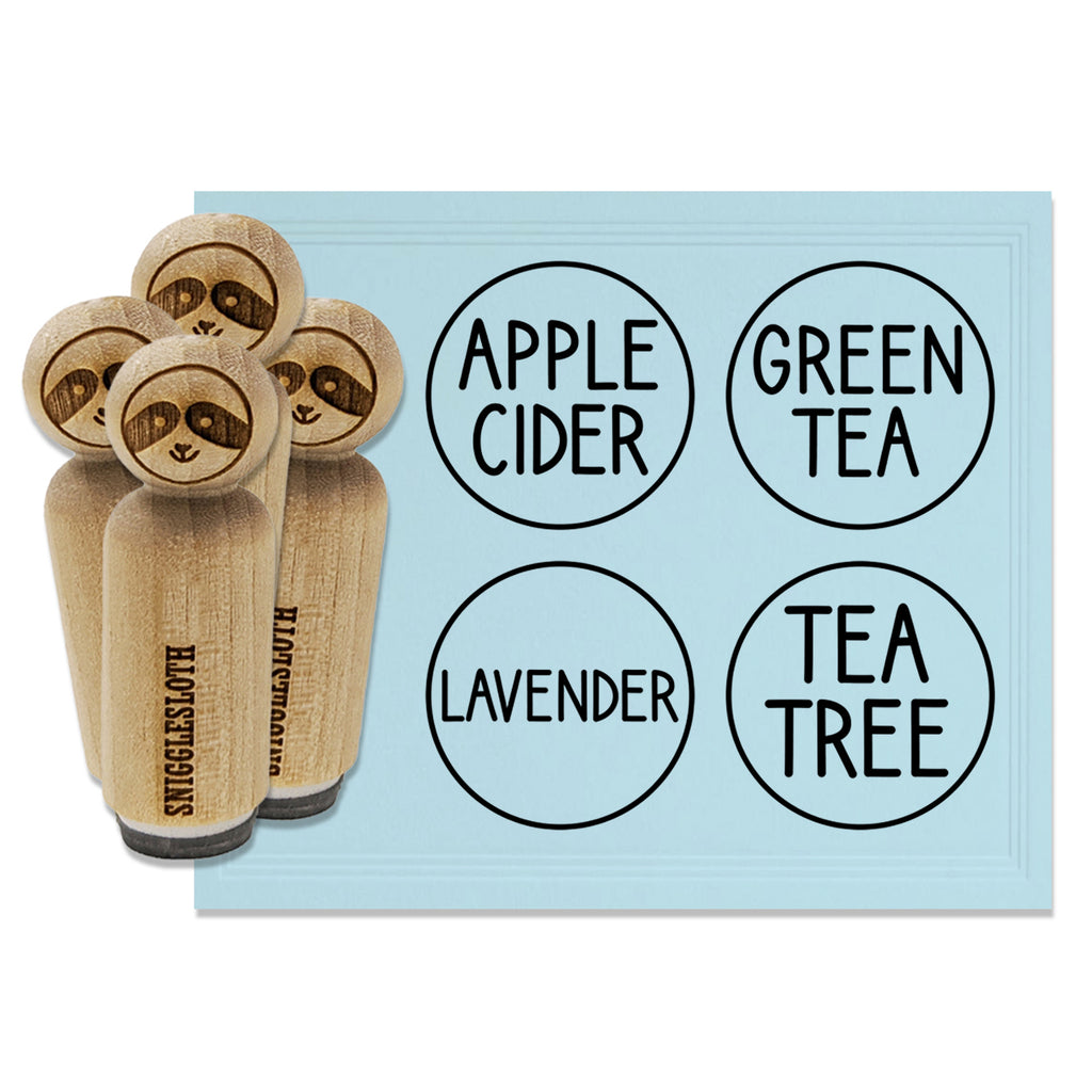 Flavor Scent Labels Lavender Tea Tree Green Apple Cider Rubber Stamp Set for Stamping Crafting Planners