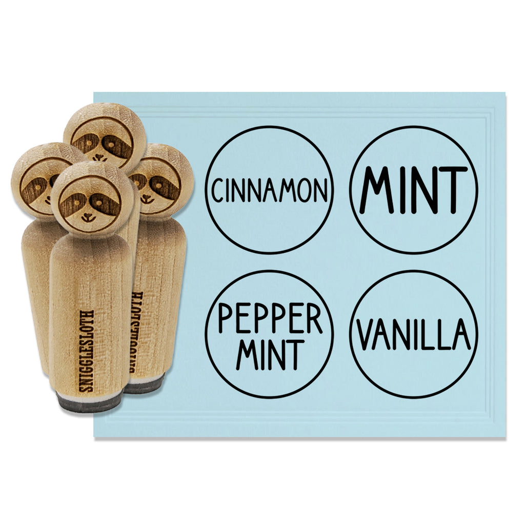 Flavor Scent Labels Vanilla Cinnamon Mint Peppermint Rubber Stamp Set for Stamping Crafting Planners